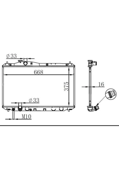 Ori BHN168016 Bhn168016 Radyatör Brazing A/m 375x668x16 Civic Ix 1.8i-2.4i 2012 / 1.6i D-tec 2014 681377