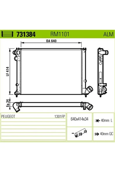 Valeo 731384 Su Radyatoru ( Peugeot : 406 2.0 16v Xu10j4r 95-- 1.8 Xu7jp Otomatık Ac ) Val- - 1