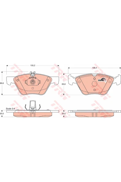 TRW GDB1215 Fren Balatası On Mercedes W210 W211 S211 C208 A208 ürün görseli