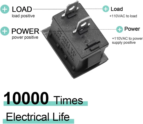 KCD1-101 Işıksız SPST 2Pin On-Off Mini Aç Kapa Anahtar Kırmızı 250V/6A - 200 Adet - Resim 3