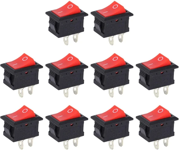 KCD1-101 Işıksız SPST 2Pin On-Off Mini Aç Kapa Anahtar Kırmızı 250V/6A - 200 Adet - Resim 7
