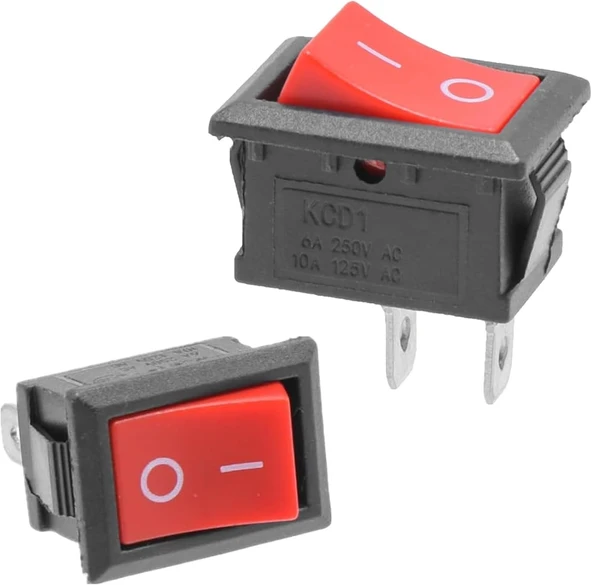 KCD1-101 Işıksız SPST 2Pin On-Off Mini Aç Kapa Anahtar Kırmızı 250V/6A - 200 Adet - Resim 2