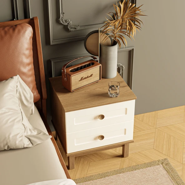 3782 Desa 2 Çekmeceli Membran Kapaklı Teleskopik Raylı (MDF Profil Ayaklı) Komodin Sepet - Beyaz - 4