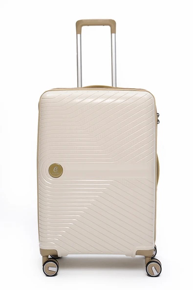 4’lü Valiz Seti Elatae Exclusive Pro Polipropilen Kırılmaz Büyük - Orta - Kabin Boy ve Makyaj Bej - Vizon 5239 - Resim 3