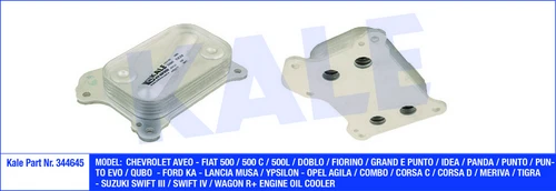 Kale 344645  YAĞ SOĞUTUCU INCE CORSA C D MERIVA DOBLO FIORINO PUNT ürün görseli 1