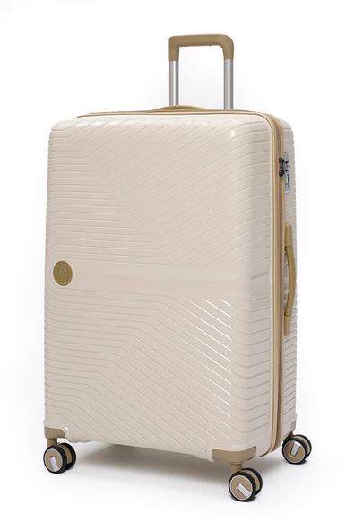 4’lü Valiz Seti Elatae Exclusive Pro Polipropilen Kırılmaz Büyük - Orta - Kabin Boy ve Makyaj Bej - Vizon 5239 - Resim 2