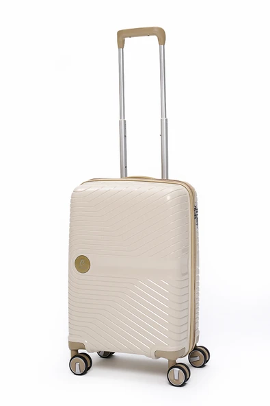 4’lü Valiz Seti Elatae Exclusive Pro Polipropilen Kırılmaz Büyük - Orta - Kabin Boy ve Makyaj Bej - Vizon 5239 - Resim 4