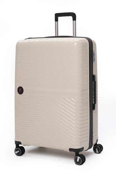 4’lü Valiz Seti Elatae Exclusive Pro Polipropilen Kırılmaz Büyük - Orta - Kabin Boy ve Makyaj Bej - Antrasit 5239 - Resim 2