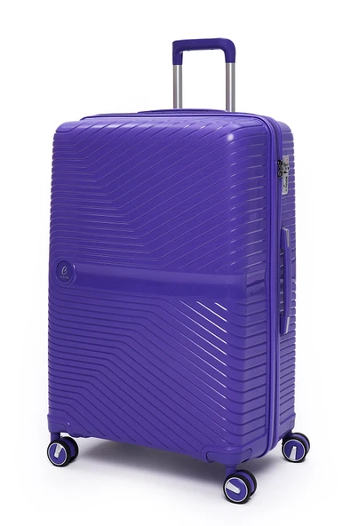 4’lü Valiz Seti Elatae Exclusive Pro Polipropilen Kırılmaz Büyük - Orta - Kabin Boy ve Makyaj Mor 5239 - Resim 2