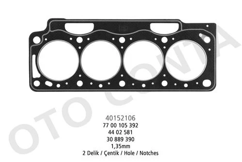 Otoconta 40152106 OTO CONTA  Silindir Kapak Contası 2 Delık Kangoo Megane I Laguna Trafic 1.9 DCI F9Q Dtı 1.35Mm ürün görseli 1