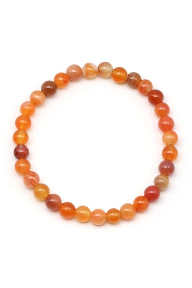 Karnelyan Akik Doğal Taş Bileklik 6 mm Küre Kesim - Resim 2