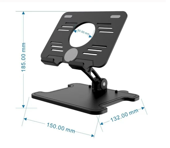 Katlanabilir Masaüstü Siyah Tablet ve Telefon Standı Tablet Tutucu Telefon Tutucu Siyah - 3