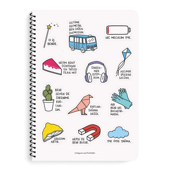 Hisli Şeyler A4 Spiralli Çizgili Defter Hepsi de Beni Bulur - 3