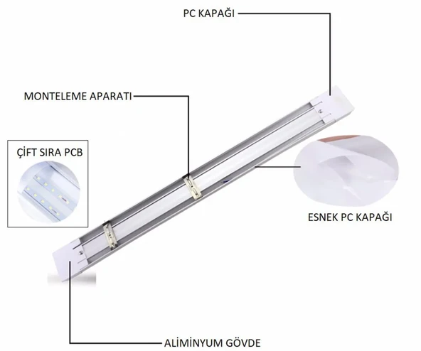 Cata CT-2475 40W Gold Yatay Bant Armatür 120Cm Led Armatür Aydınlatma Beyaz Işık 6400K - 4