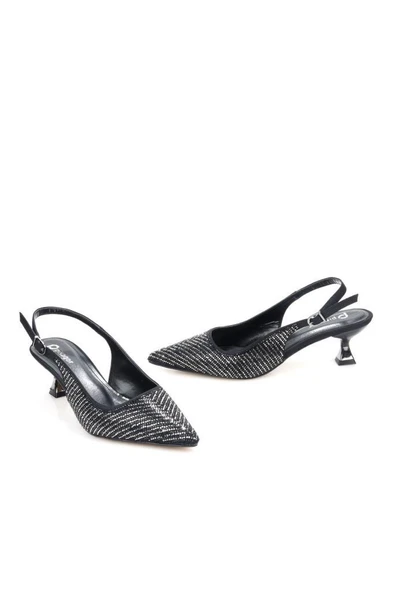 Pisagor Ps-32350 Kadın 4 Cm Arkası Açık Taşlı Abiye Stiletto Ayakkabı - 2