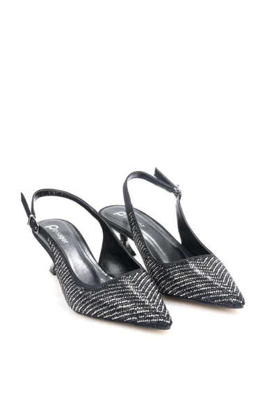 Pisagor Ps-32350 Kadın 4 Cm Arkası Açık Taşlı Abiye Stiletto Ayakkabı