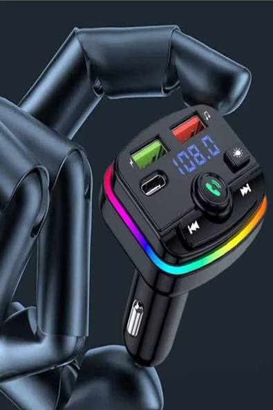 Araç Bluetooth 5.1 Fm Transmitter Cihazı Araba Müzik Mp3 Çalar Oto Çakmaklık 20w Hızlı Şarj Aleti - 3