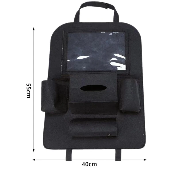 Glanz Araç Koltuk Arkası Organizer Siyah Oto Tablet Telefon Tutucu Araba İçi Düzenleyici - 6