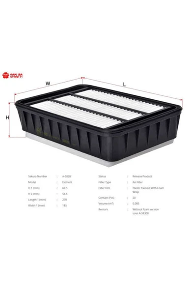 Sakura A5828 Hava Filtresi Asx Lancer Outlander 08- ürün görseli