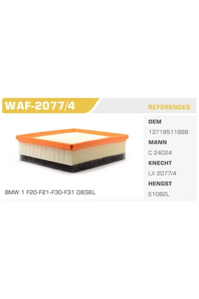 Winkel WAF Waf-2077-4 Hava Filtresi Bmw 1 Bmw 1 F20 F21 F30 Bmw 3.20 320 Dizel Uyumlu