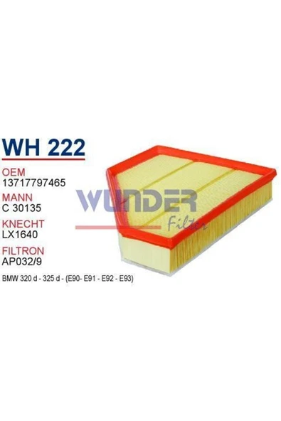 Wunder WH222 Wh222 Hava Filtresi - Bmw 320d-325d [e90-e91-e92-e93] ürün görseli 1