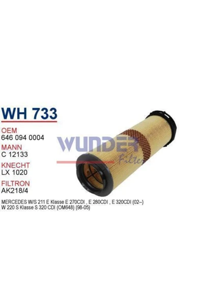 Wunder WH733 Wh733 Hava Filtresi - Mercedes C 200 Cdı - Clc 220 Cdı Uyumlu