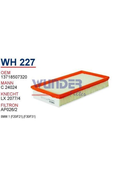 Wunder WH227 Wh227 Hava Filtresi - Bmw 1 [f20/f21] Bmw 3 [f30/f31] - 1