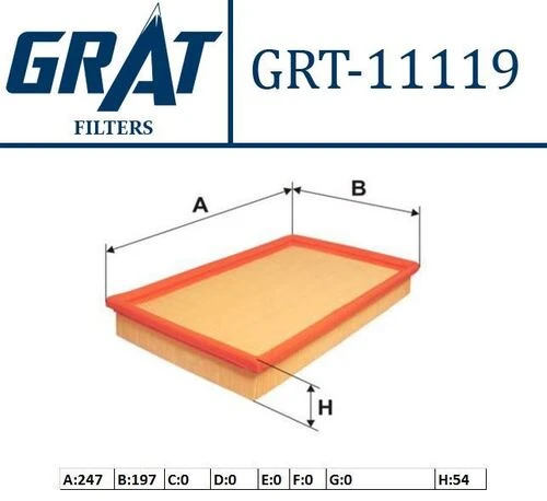 Grat 11119  HAVA FİLTRESİ LAGUNA III 07- LATITUDE 11- 1.5 DCI 780 ürün görseli 1
