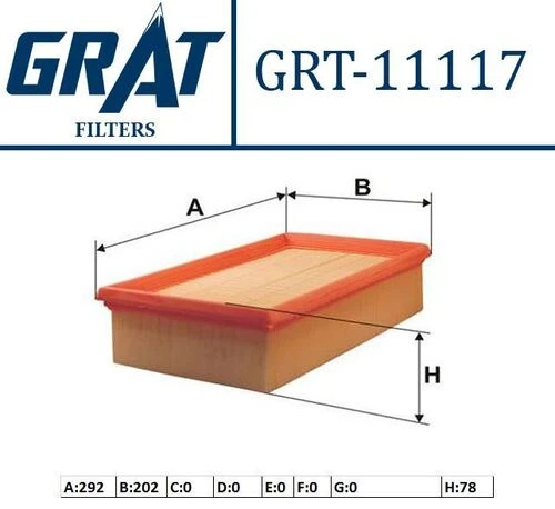 Grat 11117  HAVA FİLTRESİ MASTER III 10- / MOVANO B 10- 2.3 DCI