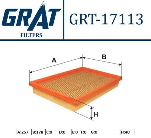 Grat 17113  Hava Filtresi Coupe 02-09 1.6 2.0 2.7 Elantra 00-06 1.6 2.0 2.0 CRDI / Cerato 04-09 1.6 2.0 ürün görseli 1