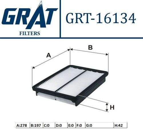 Grat 16134  HAVA FİLTRESİ SANTAFE  10- / SORENTO 09- 2.0 CRDI 2.2