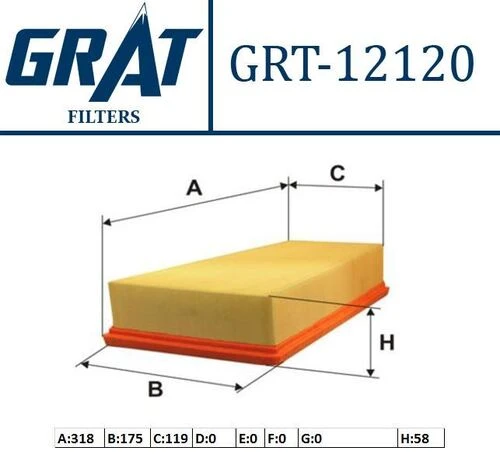 Grat 12120  HAVA FİLTRESİ 306 97-02 / XSARA 97-02 1.8 16V 2.0 16V