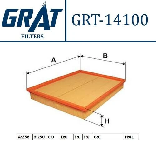 Grat 14100  Hava Filtresi Astra F 98-00 Astra G 00-05 Astra H 05- Zafira 00-05 1.4 Z14Xe X14Xe 1.6 16V X16Xel Z16Xe Z16Xep 2.0 X20Xev 2.0 Dı 2.0 Dtı ürün görseli 1