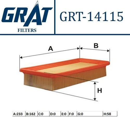 Grat 14115  HAVA FİLTRESİ MOKKA 12- / TRAX 12- 1.4 1.6 A14NET B16D ürün görseli 1