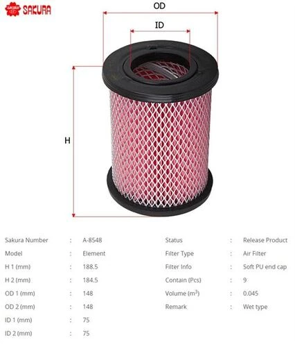 Sakura A8548 Hava Filtresi Pıck-Up D22 98-02 2.7