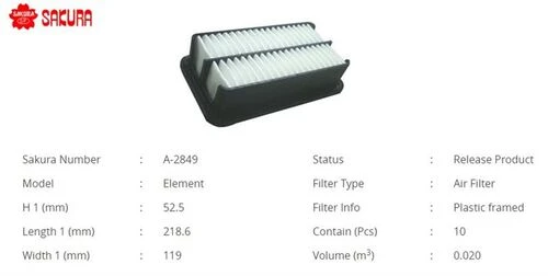 Sakura A2849 Hava Filtresi Picanto 1.1 CRDI 05- ürün görseli