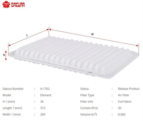 Sakura A1762 Hava Filtresi Mazda 2 Mazda 3 Demıo 07- ürün görseli 1