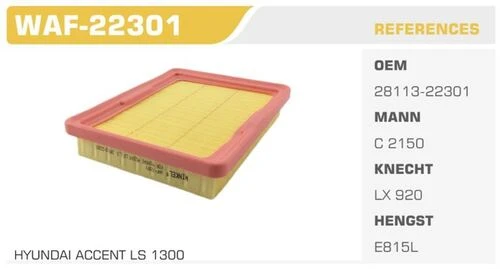 Winkel WAF -22301 Hava Filtresi Accent 95-00 1.3
