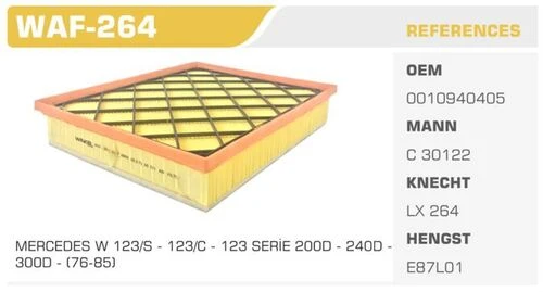 Winkel WAF -264  HAVA FİLTRESİ MERCEDES W123 S123 C123 200 D ürün görseli