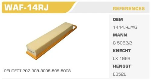 Winkel WAF Wınkel Waf-14Rj Hava Filtresı 207 308 3008 Partner II / C3 II C4 Berlingo 1.4 1.6 16V 1.6 Vtı ürün görseli 1