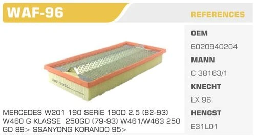 Winkel WAF -96  HAVA FİLTRESİ MERCEDES C38163/1  FN4843