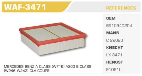 Winkel WAF -3471  HAVA FİLTRE MERCEDES A-B SERİ 12- C22020 F