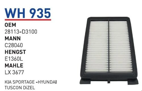 Wunder WH935 HAVA FİLTRESİ - KİA SPORTAGE -HYUNDAI TUSCON DİZEL ürün görseli 1