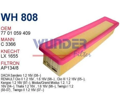 Wunder WH808 Wh808 Oem 7701059409 Hava Filtre - 1