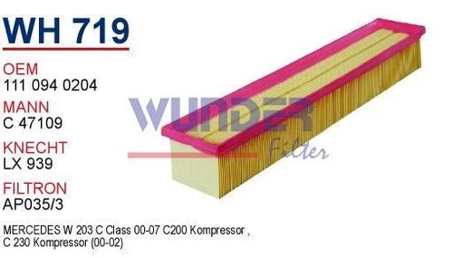 Wunder WH719 HAVA FİLTRESİ - MERCEDES 203 KASA C 200 KOMP. ürün görseli