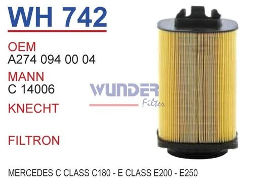 Wunder WH742 Wh742 Hava Filtresi - Mercedes C-Class C 180 - E-Class E20 540119482 ürün görseli