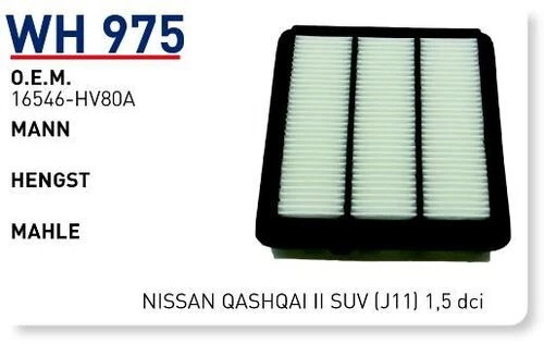 Wunder WH975 Wh975 Hava Filtresi - Nissan Qashqai Ii Suv (J11) 1,5 Dci 540125935 ürün görseli 1