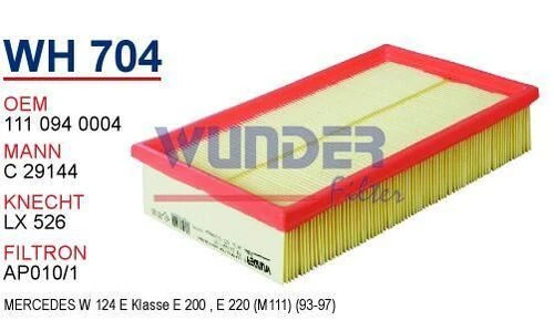 Wunder WH704 HAVA FİLTRESİ - MERCEDES 124 KASA E200