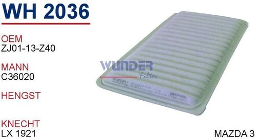 Wunder WH2036 HAVA FİLTRESİ - MAZDA 3 ürün görseli