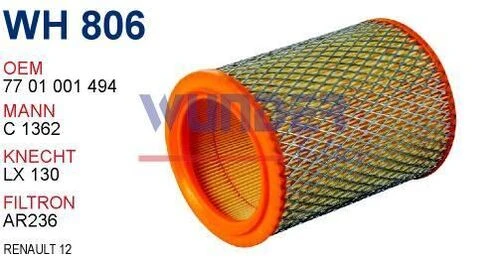 Wunder WH806 HAVA FİLTRESİ - RENAULT 12 - 1
